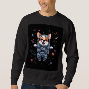 Cute Corgi Astronaut Floating in Space Sweatshirt