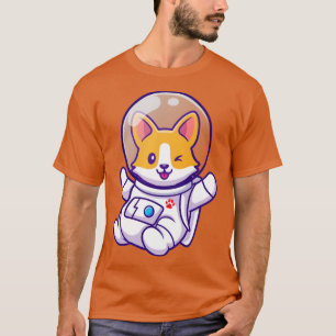 Cute Corgi Astronaut Flying Cartoon T-Shirt