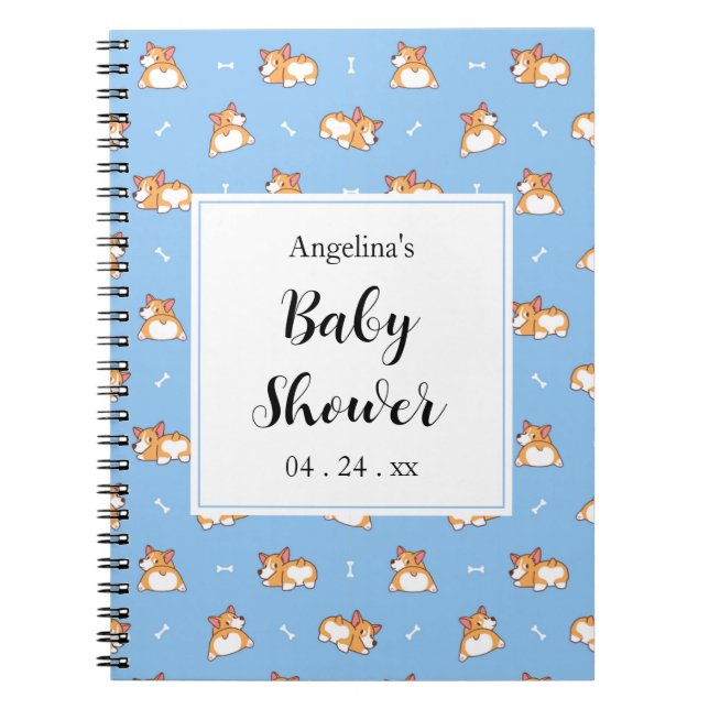 Cute Corgi Baby Shower Gift List Notebook (Front)