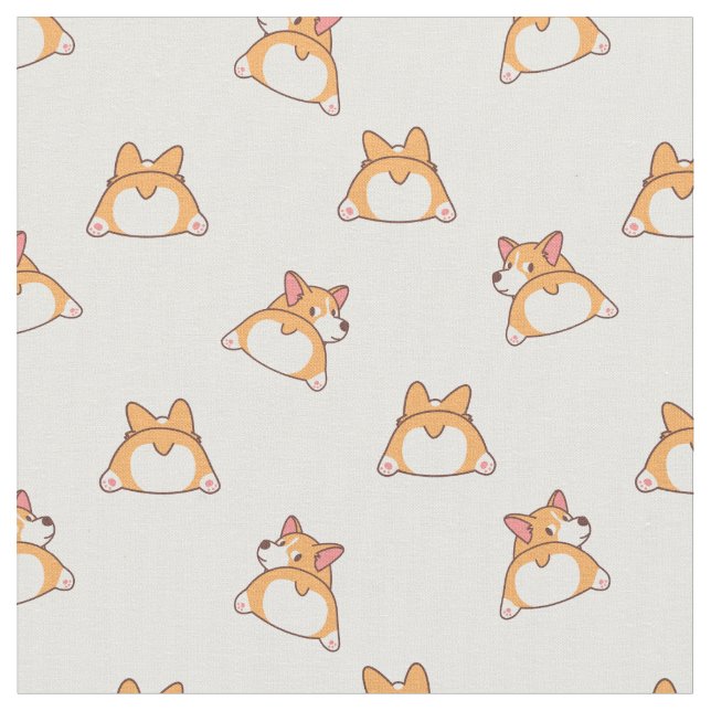 Cute Corgi Behinds Pattern Fabric (Close Up)