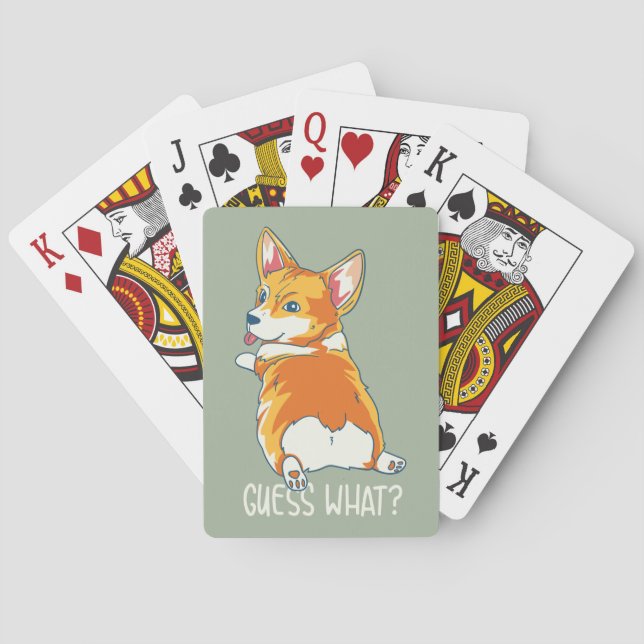 Cute Corgi Butt Guess What Gag Family Playing Cards (Back)