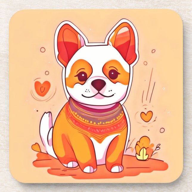 Cute Corgi Cartoon Coaster (Front)