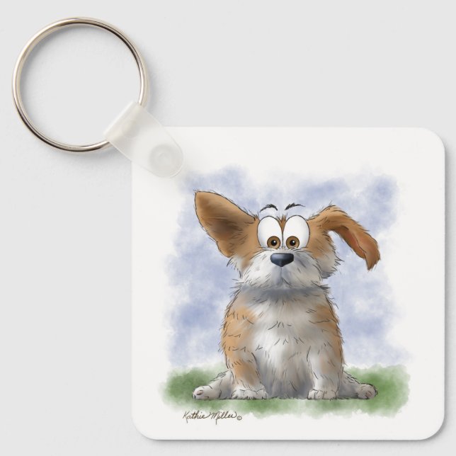 Cute Corgi Cartoon Key Ring (Front)