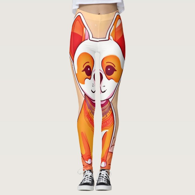 Cute Corgi Cartoon Leggings (Front)