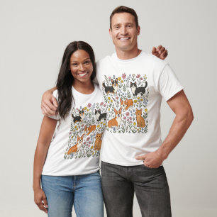 Cute Corgi Cat Wildflower T-Shirt