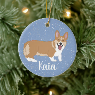 Cute Corgi Christmas  Ceramic Tree Decoration