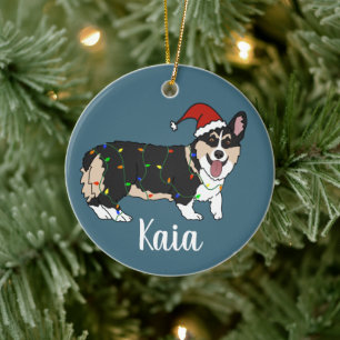 Cute Corgi Christmas Ceramic Tree Decoration