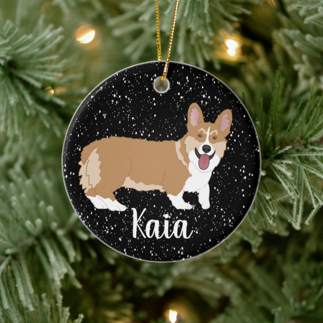 Cute Corgi Christmas  Ceramic Tree Decoration (Tree)