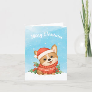 Cute Corgi Christmas Holiday Card