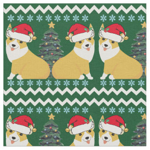 Cute Corgi Christmas Santa Fabric