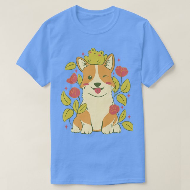 Cute Corgi Dog And Frog-720 T-Shirt (Design Front)