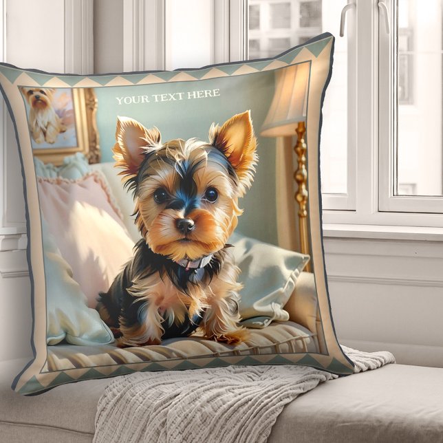 Cute Corgi Dog Animal Art Cushion (Pillow featuring a painting of a cute Corgi dog on a sofa. Beautiful for a dog lover.)