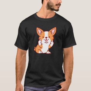 Cute Corgi Dog Animal Flipping You Off Middle Fing T-Shirt