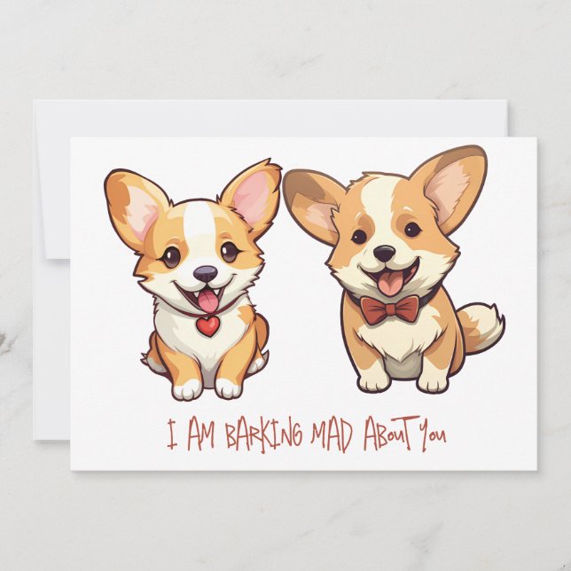Cute Corgi Dog Anniversary Valentine card (Front)
