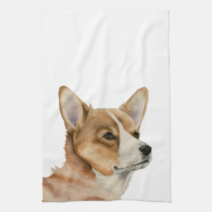 Cute Corgi Dog Art Tea Towel