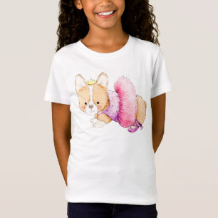 Cute Corgi Dog Ballerina Watercolor T-Shirt