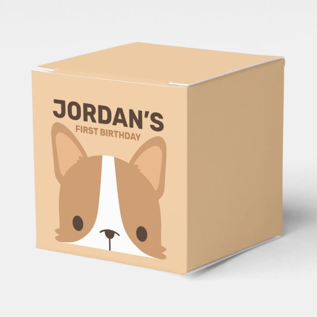 Cute Corgi Dog Birthday Favour Box (Front Side)