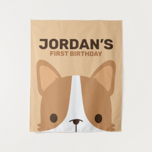 Cute Corgi Dog Birthday Tapestry