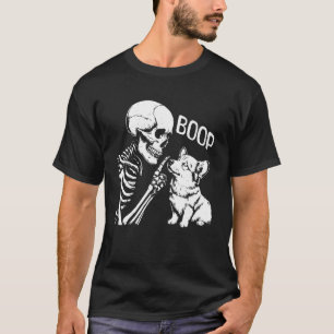 Cute Corgi Dog Boop Hand Skeleton Halloween Spooky T-Shirt