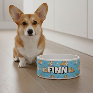 Cute Corgi Dog Bowls Personalized Puppy