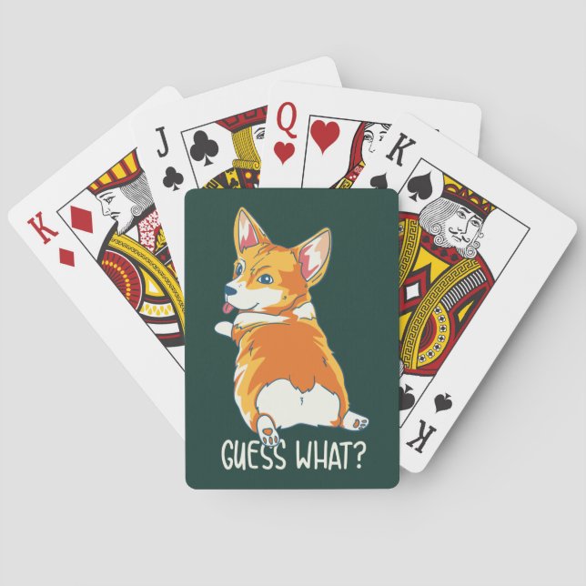 Cute Corgi Dog Butt Guess What Gag Playing Cards (Back)