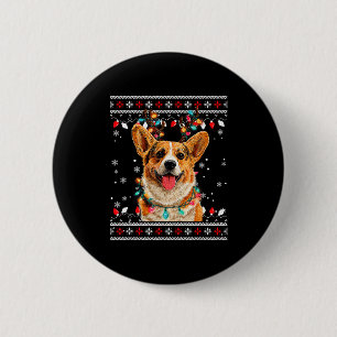 Cute Corgi Dog Christmas Reindeer Santa Hat 6 Cm Round Badge