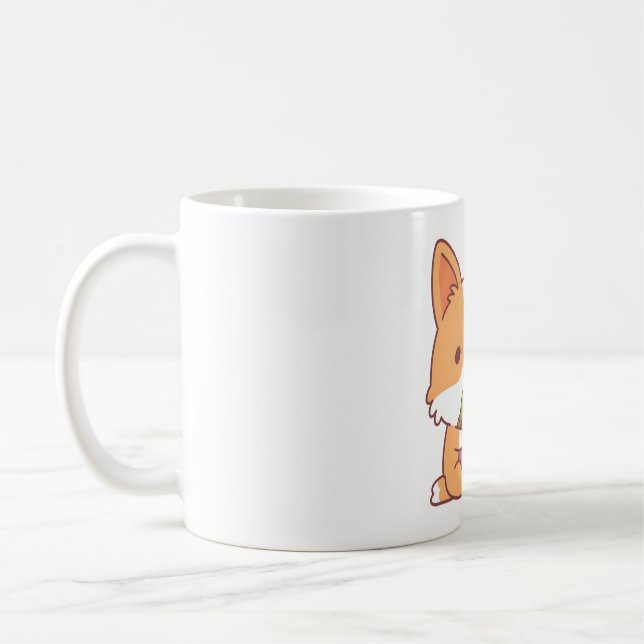 Cute Corgi Dog Eating Ramen  Coffee Mug (Left)