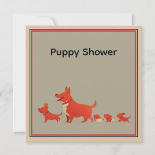 Cute Corgi Dog Family  Invitation