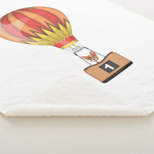 Cute Corgi Dog First Birthday Hot Air Balloon Sherpa Blanket