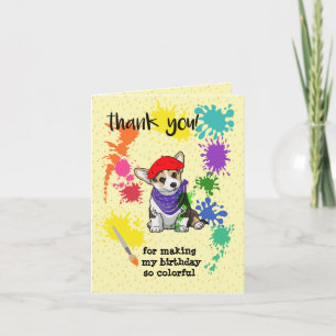 Cute Corgi Dog Fun Art Birthday Party     Thank You Card