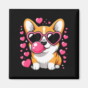 Cute Corgi Dog Heart Sungles Valentines Day Puppy Magnet