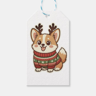 Cute Corgi Dog in Ugly Christmas Sweater Gift Wrap Gift Tags