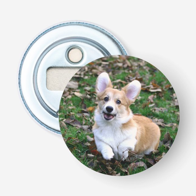 Cute Corgi Dog Leaping Bottle Opener (Front)