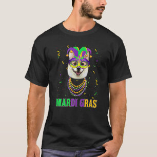 Cute Corgi Dog Lover Mardi Gras Carnival Party Fes T-Shirt