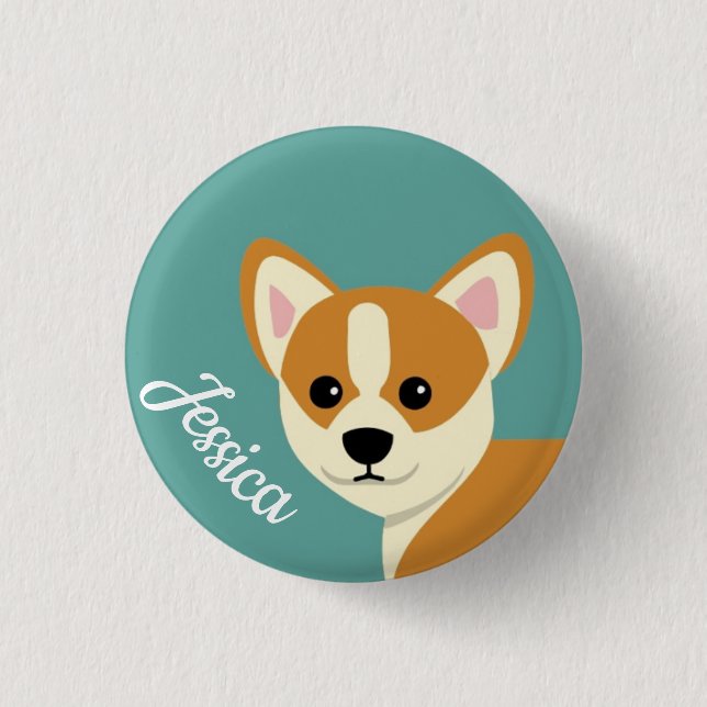 Cute Corgi Dog Lover Personalised 3 Cm Round Badge (Front)