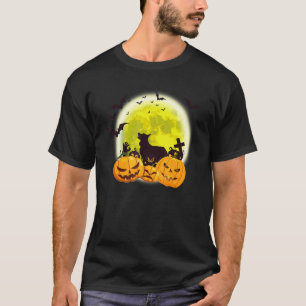 Cute Corgi Dog Moon Pumpkin Halloween Costume Dog T-Shirt