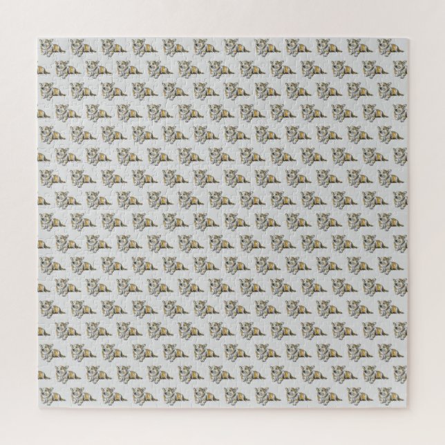 Cute Corgi Dog Pattern Grey Background Jigsaw Puzzle (Vertical)