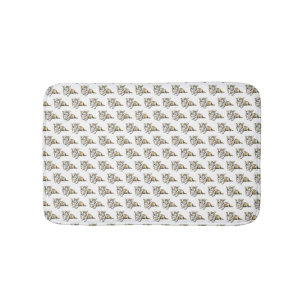 Cute Corgi Dog Pattern on Grey Background Bath Mat