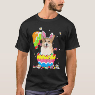 Cute Corgi Dog Pet Hunting Egg Bunny Easter Day T-Shirt