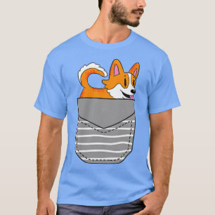 Cute Corgi Dog Pocket T-Shirt