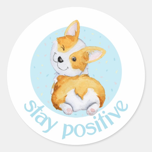 Cute Corgi Dog Puppy Classic Round Sticker (Front)