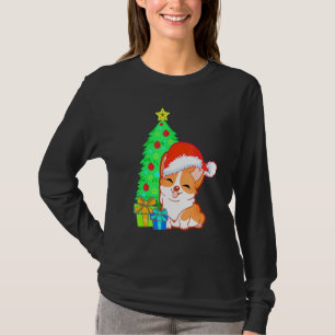Cute Corgi Dog Santa Christmas With Christmas Tree T-Shirt