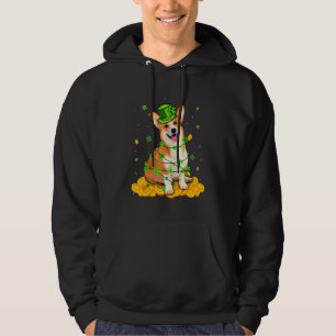 Cute Corgi Dog St Patricks Day Irish Shamrock Hoodie