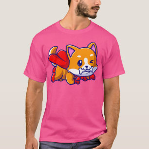 Cute Corgi Dog Super Bite Bone Cartoon T-Shirt
