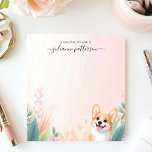 Cute Corgi Dog Tropical Foliage Personalised Name Notepad<br><div class="desc">Brighten your day with this adorable,  personalised notepad! A cheerful corgi peeks out from behind lush,  tropical-inspired foliage and flowers. The soft,  pastel background adds a touch of warmth. Add your own custom text to create a unique and fun notepad. Perfect for dog lovers,  reminders,  or everyday notes.</div>