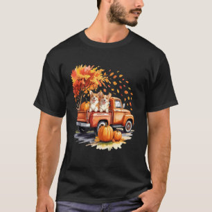 Cute Corgi Dog Truck Pumpkin Autumn Fall Leaves Th T-Shirt