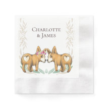 Cute Corgi Dog Wedding Couple Personalised
