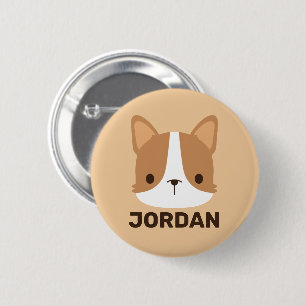 Cute Corgi Dog with Personalised Name 6 Cm Round Badge