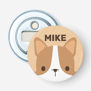 Cute Corgi Dog with Personalised Name Bottle Opener