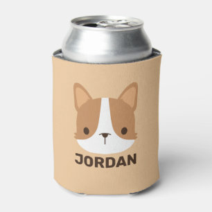 Cute Corgi Dog with Personalised Name Can Cooler